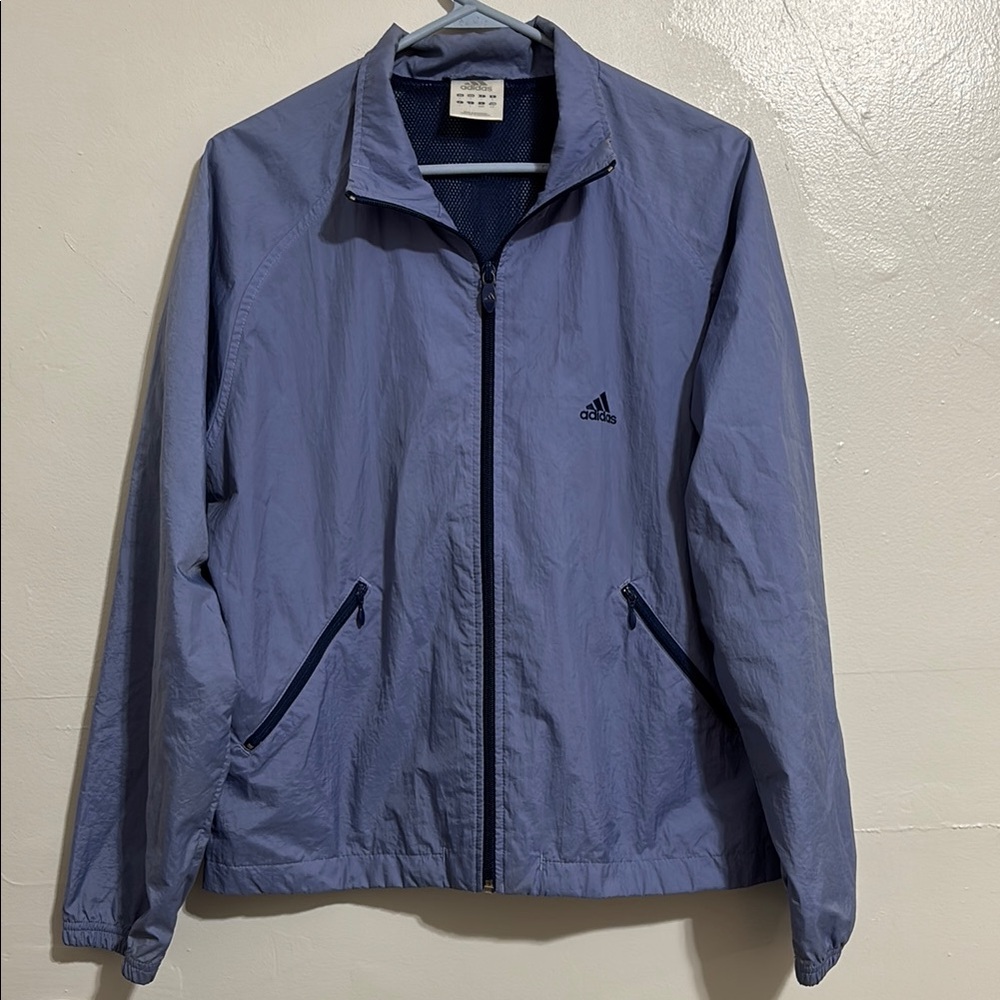 Vintage Adidas Blue‎ Windbreaker Jacket adults unisex large